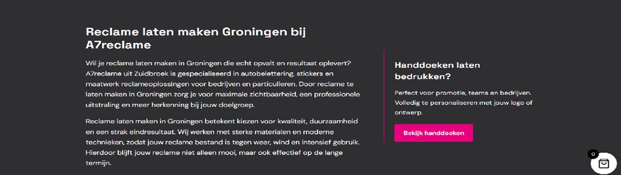 A7 Reclame website screenshot